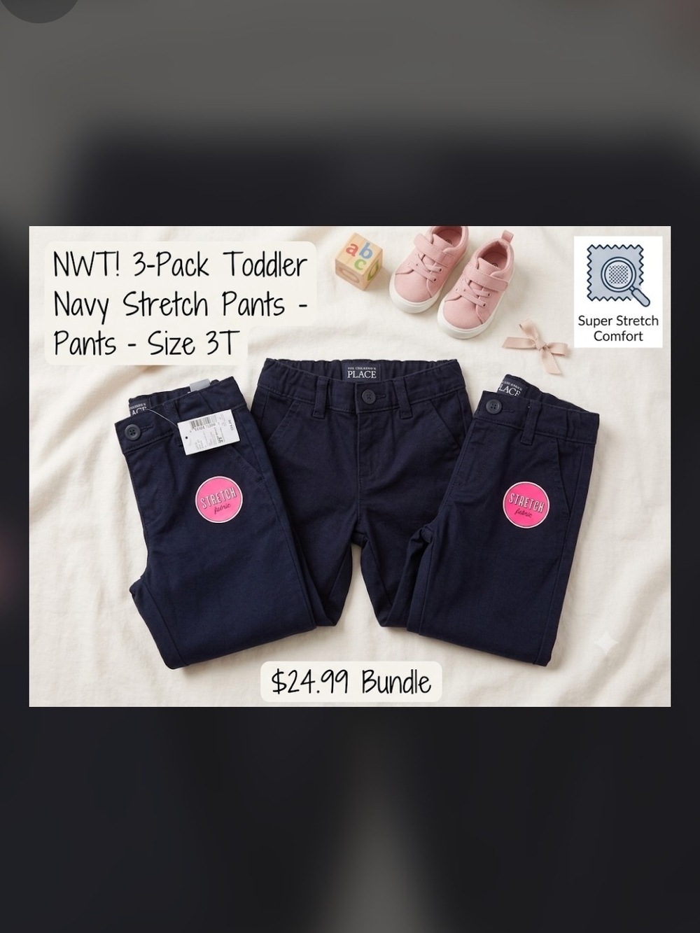 The Children's Place Navy Stretch Toddler Pants 3-Pack